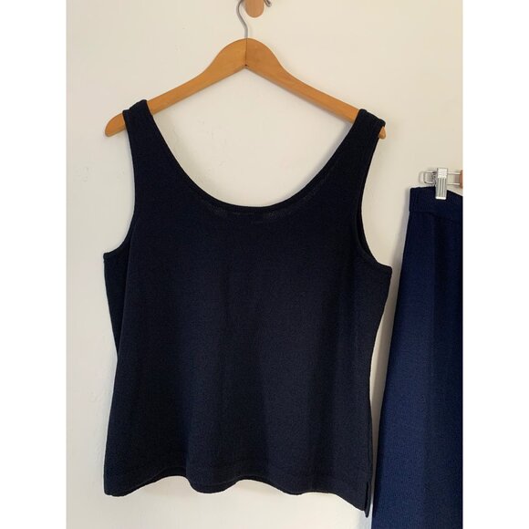 St. John Collection Navy Knit Tank Top & Skirt Set L - Picture 6 of 9